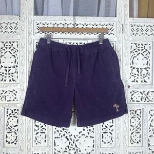 Katin Shorts Mens Small Purple Corduroy Drawstring Elastic Waist Palm Logo Surf‎